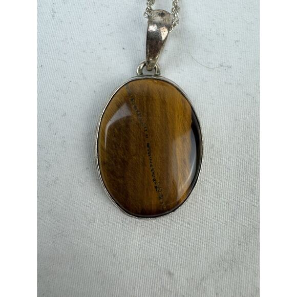 Beautiful Tigers Eye Pendant Necklace w/ 23.5” Chain - Picture 2 of 7
